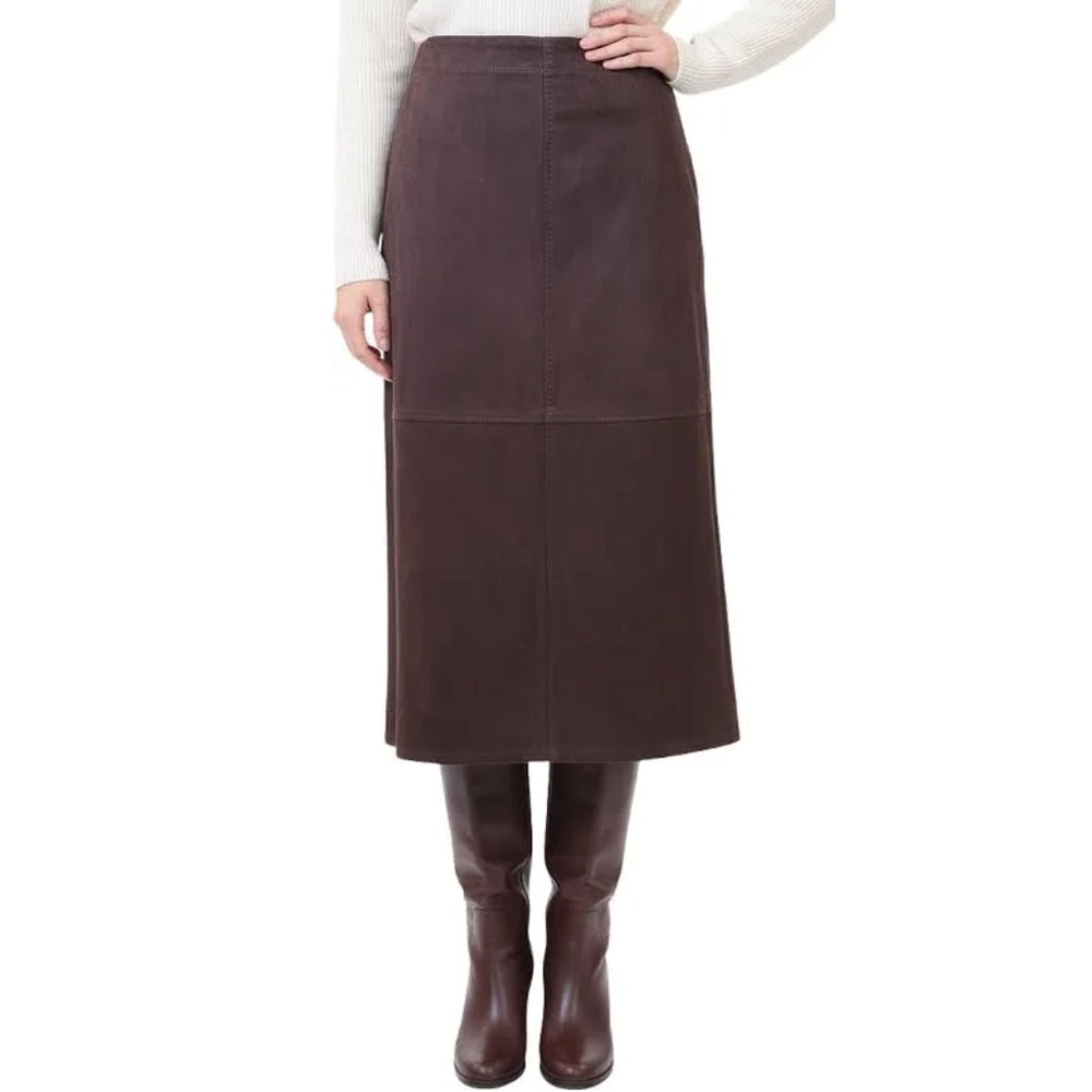 Max Studio Women's Faux Suede A-Line Midi Skirt